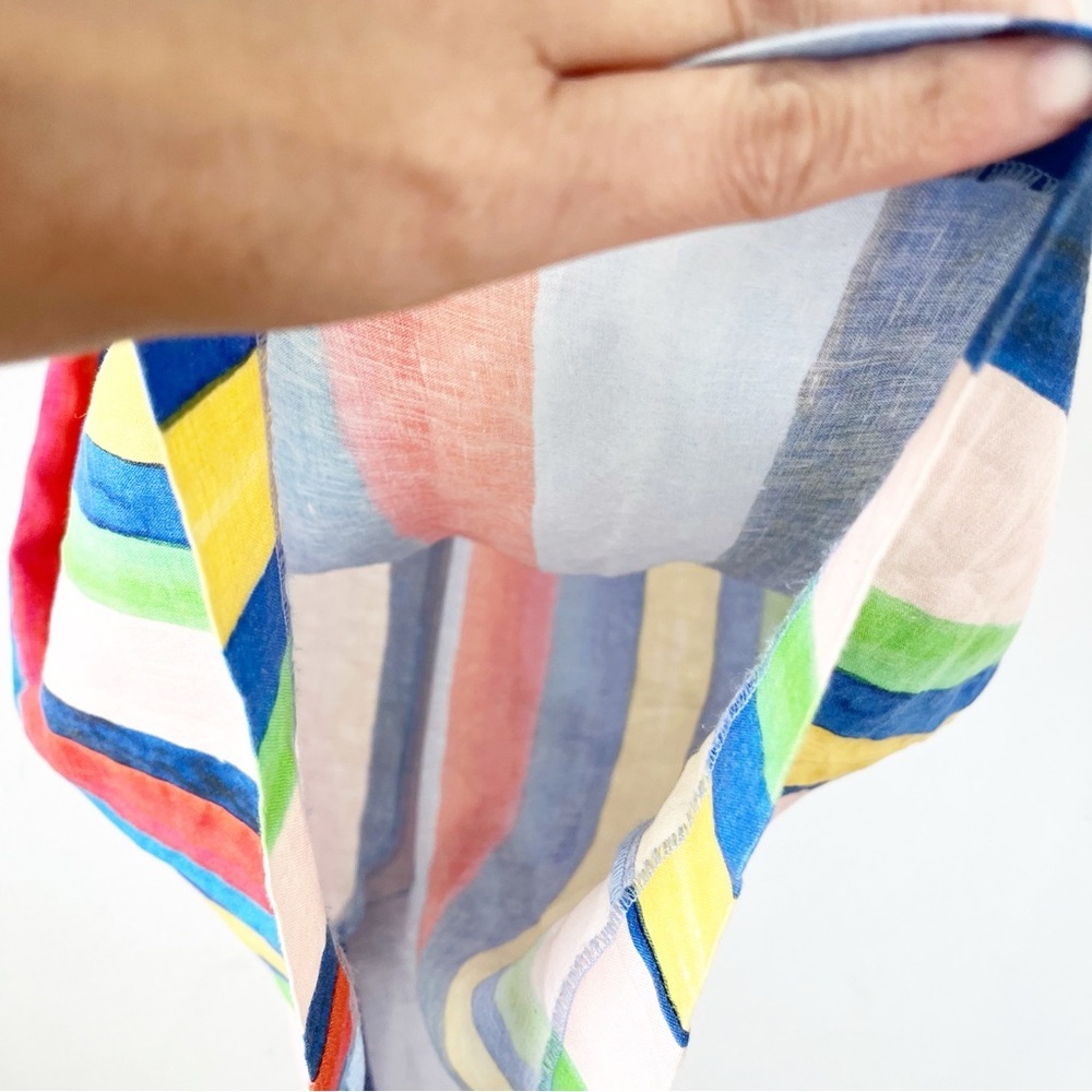 Mara Hoffman Ray Rainbow Stripe One-Shoulder Linen Midi Dress - Picture 4 of 9